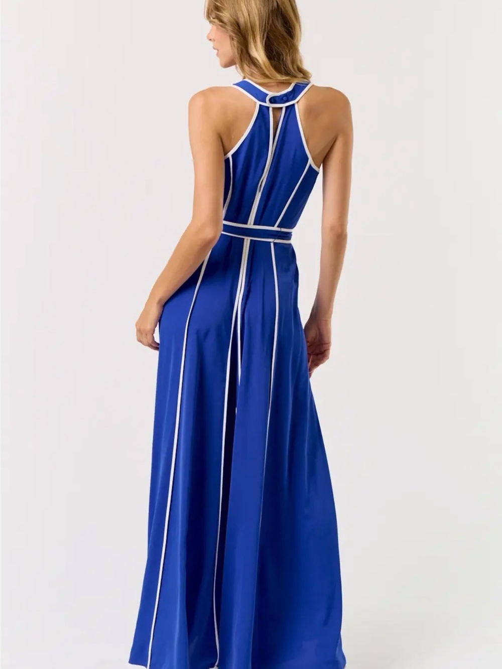 Lavalon Royal Blue Wide-Leg Jumpsuit with Contrast Trim NWT - Picture 3 of 5